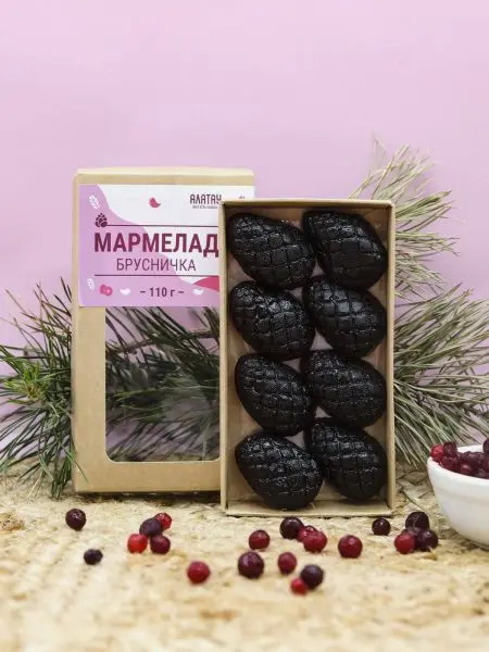 Мармелад ягодный Брусничка в крафтовой коробке, 110г Мармелад ягодный Брусничка в крафтовой коробке, 110г